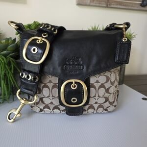 Y2K Coach Bleeker Signature Jacquard Crossbody Black Leather Guitar Strap